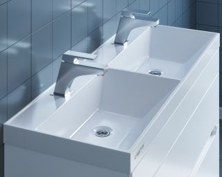 Двойная раковина на тумбу СанТа Юпитер 100 см белый